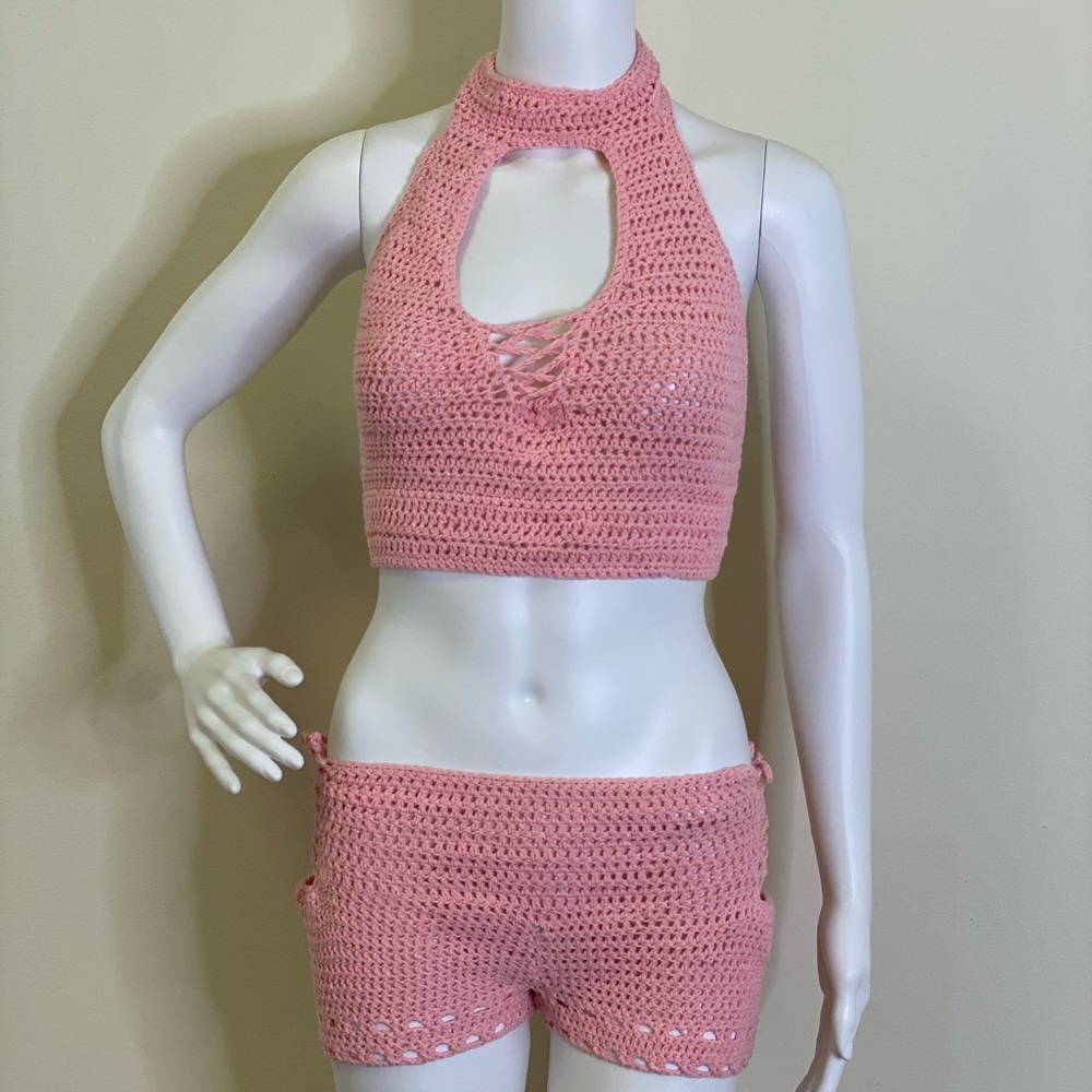 Custom Handmade Halter Crochet Two piece set